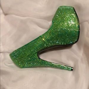 Bordello Green Rhinestone Stilettos size 7